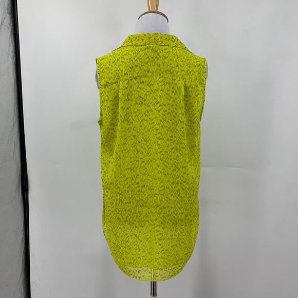 Cabi Blouse Womens S Small Neon Yellow Ruffles Reign Sleeveless Hidden Button - Picture 3 of 12